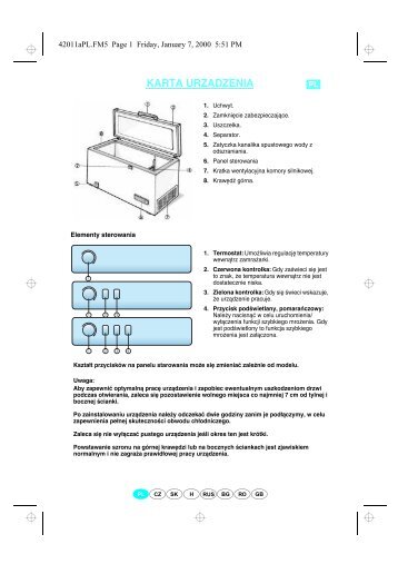 KitchenAid ZC 265 - Freezer - ZC 265 - Freezer PL (850793910010) Scheda programmi