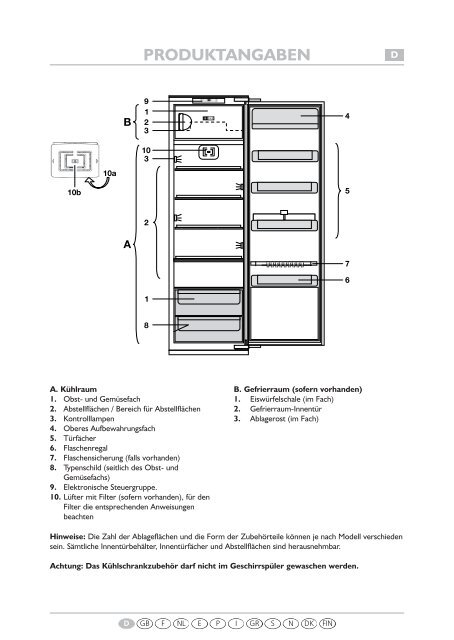 KitchenAid 905.2.12 - Refrigerator - 905.2.12 - Refrigerator DE (855164616000) Scheda programmi