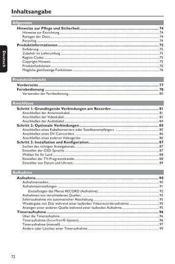 Philips Lecteur/enregistreur DVD/MagnÃ©toscope - Mode dâemploi - DEU