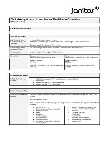 Leistungsübersicht Multi-Rente AT