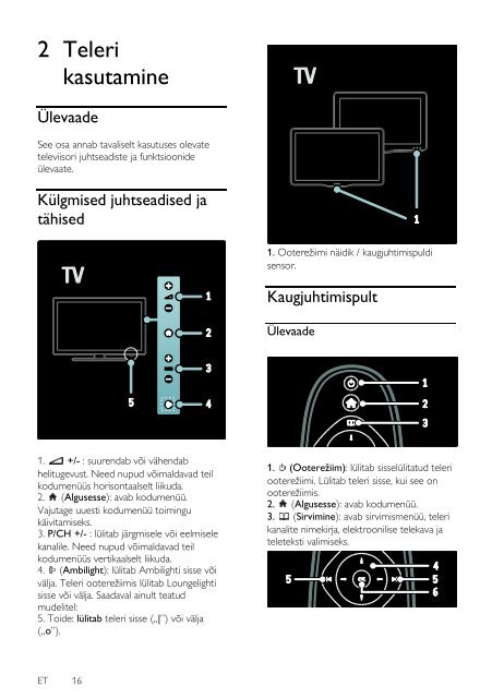 Philips T&eacute;l&eacute;viseur LED - Mode d&rsquo;emploi - EST