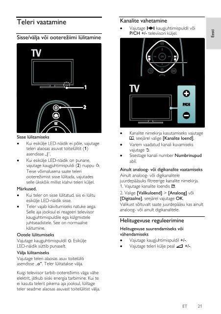 Philips T&eacute;l&eacute;viseur LED - Mode d&rsquo;emploi - EST