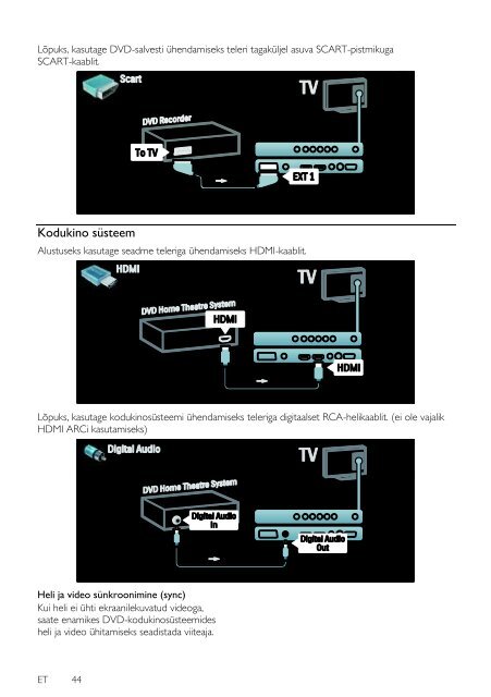 Philips T&eacute;l&eacute;viseur LED - Mode d&rsquo;emploi - EST