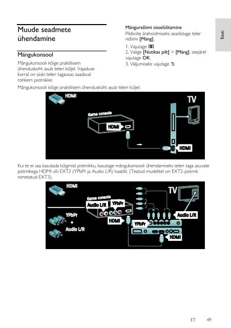 Philips T&eacute;l&eacute;viseur LED - Mode d&rsquo;emploi - EST