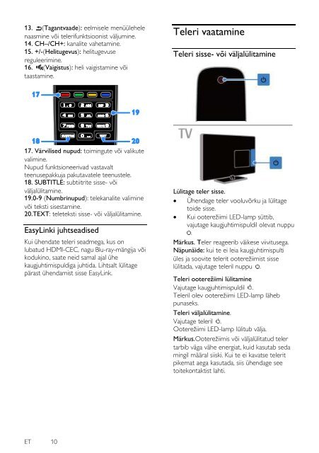 Philips 3100 series T&eacute;l&eacute;viseur LED ultra-plat - Mode d&rsquo;emploi - EST