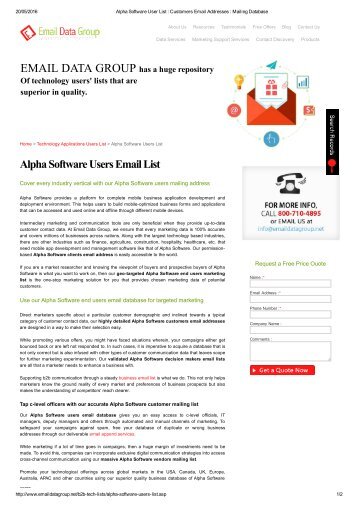 Verified Email and Mailing List of Alpha Software Users