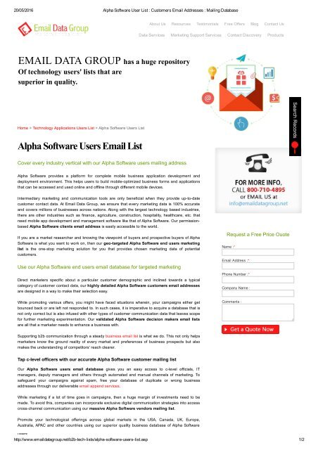 Verified Email and Mailing List of Alpha Software Users