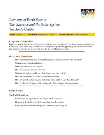 Elements of Earth Science The Universe and the Solar System