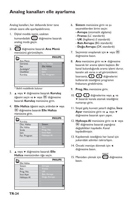 Philips T&eacute;l&eacute;viseur - Mode d&rsquo;emploi - TUR