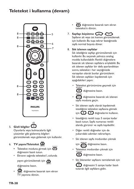 Philips T&eacute;l&eacute;viseur - Mode d&rsquo;emploi - TUR