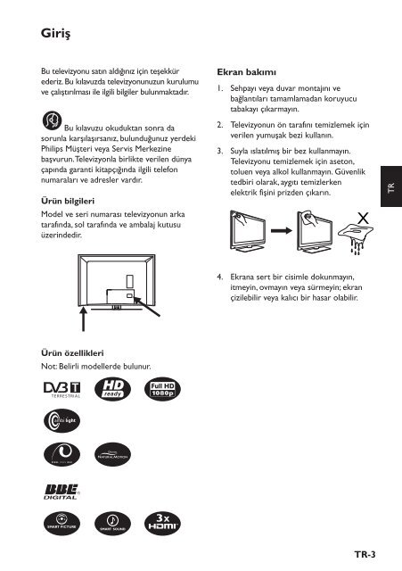 Philips T&eacute;l&eacute;viseur - Mode d&rsquo;emploi - TUR