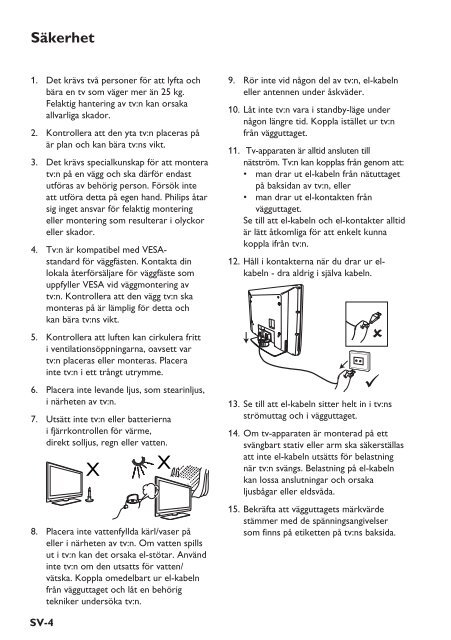 Philips T&eacute;l&eacute;viseur - Mode d&rsquo;emploi - SWE