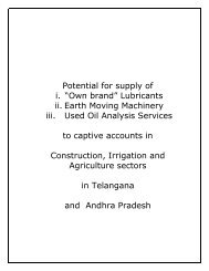 Potential for Lubricants, Earth Moving Machinery, and Used Oil analysis services