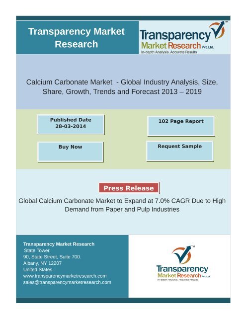 Calcium Carbonate Market to surpass US$25 Bn by 2019