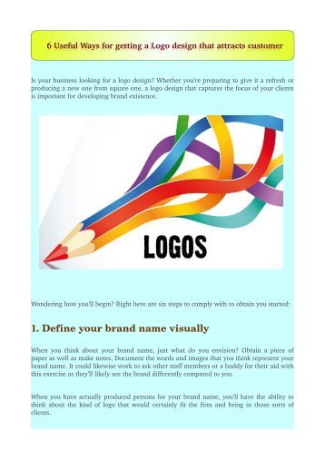 6 Useful Ways for getting a Logo design that attracts customer