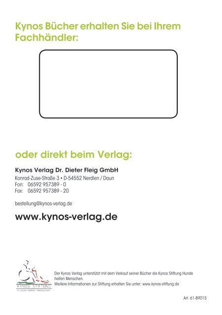 Kynos Verlag Gesamtverzeichnis Herbst 2016