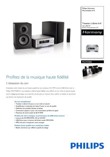 Philips Harmony MicrochaÃ®ne hi-fi - Fiche Produit - FRA