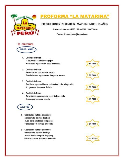 PROFORMA MATARINA 70SOLES COLEGIOS