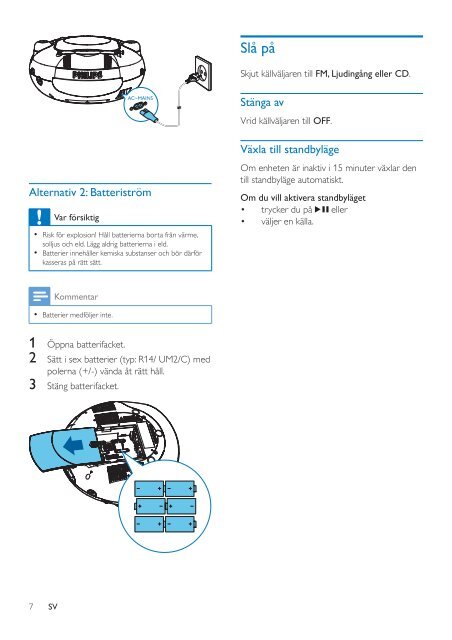 Philips Lecteur de CD - Mode d&rsquo;emploi - SWE