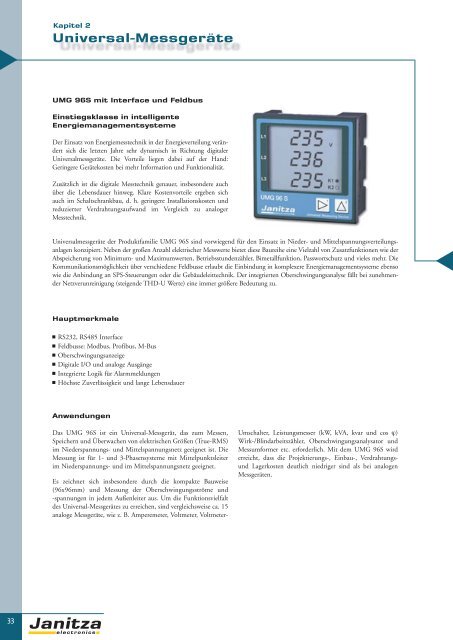 Energie-Management Power Management - Janitza Electronics GmbH