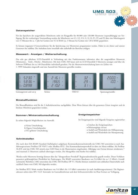 Energie-Management Power Management - Janitza Electronics GmbH