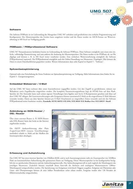 Energie-Management Power Management - Janitza Electronics GmbH