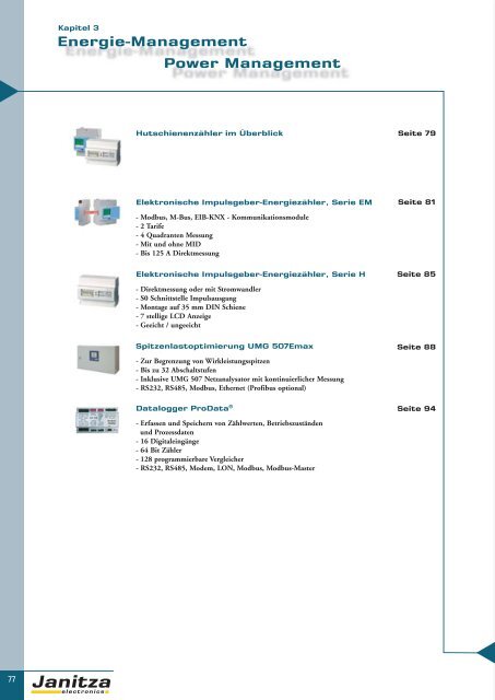 Energie-Management Power Management - Janitza Electronics GmbH