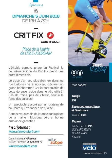 Festival Vélo en fête 2016 - Le Programme