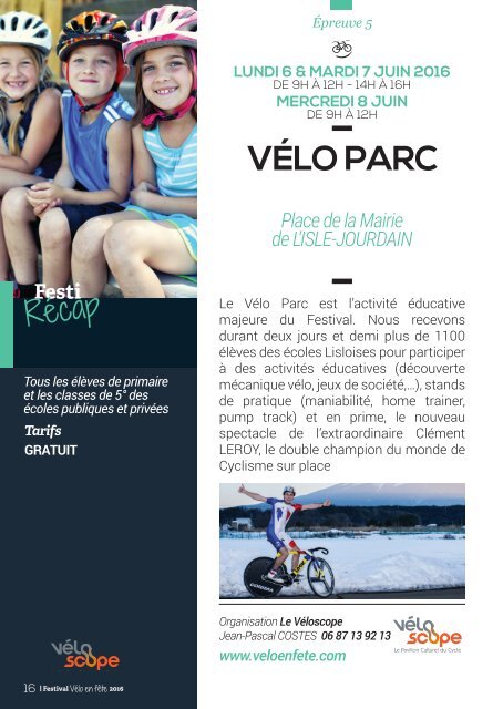 Festival Vélo en fête 2016 - Le Programme