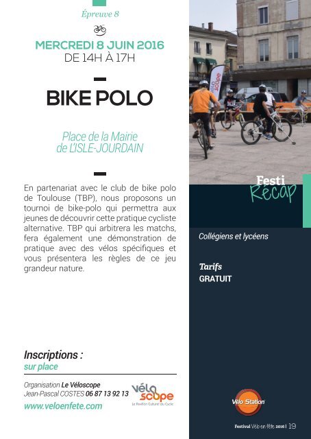 Festival Vélo en fête 2016 - Le Programme