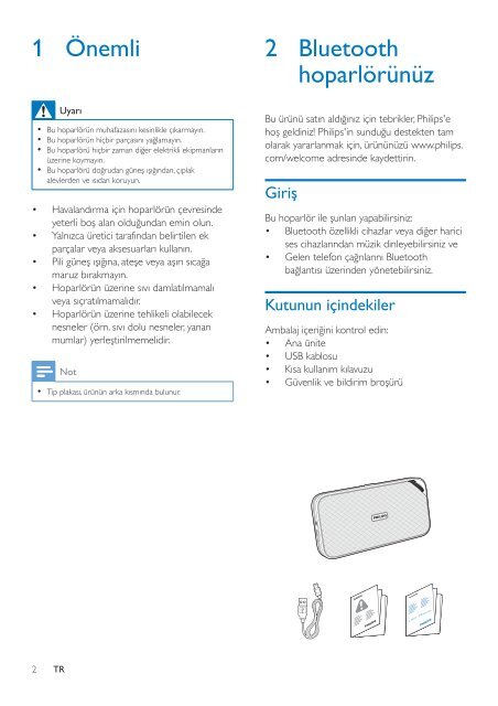 Philips enceinte portable sans fil - Mode d&rsquo;emploi - TUR