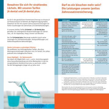 Janitos Dental Flyer - Janitos Versicherung AG