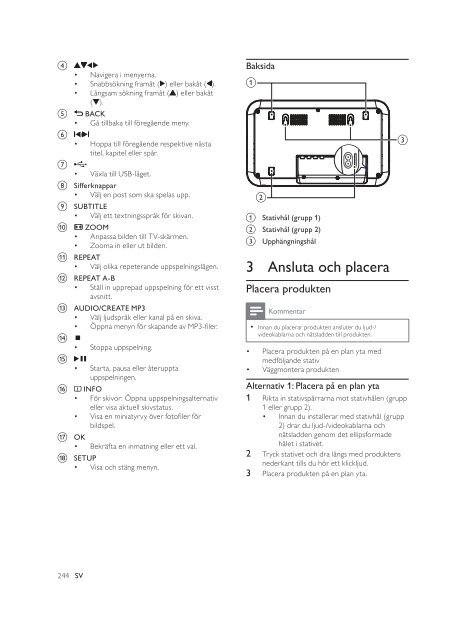 Philips Lecteur DVD - Mode d&rsquo;emploi - SWE