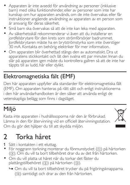 Philips SalonDry 'n Straight S&egrave;che-cheveux - Mode d&rsquo;emploi - SWE