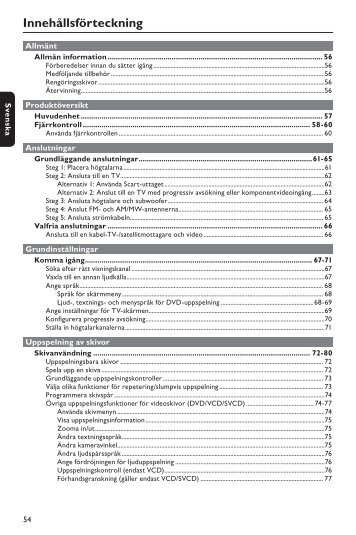 Philips SystÃ¨me Home CinÃ©ma DVD - Mode dâemploi - SWE