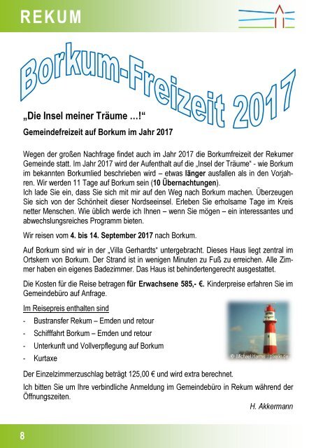 Gemeindebrief Rekum Juni / Juli 2016