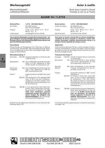 E 118 Werkzeugstahl Acier à outils ALVAR 14 / 1.2714