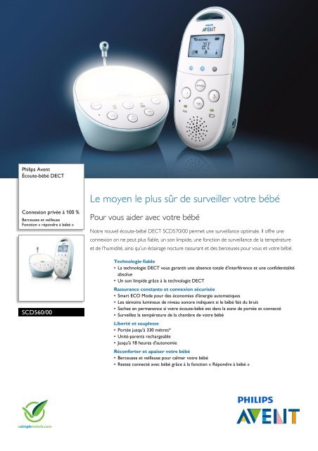 Philips Avent &Eacute;coute-b&eacute;b&eacute; DECT - Fiche Produit - FRA