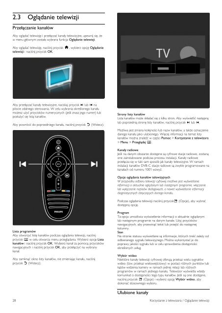 Philips T&eacute;l&eacute;viseur LED - Mode d&rsquo;emploi - POL