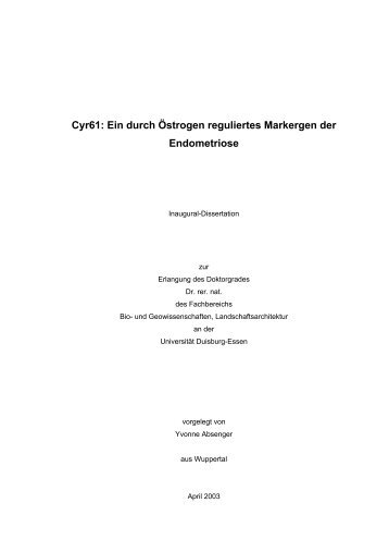 Cyr61: Ein durch Östrogen reguliertes Markergen der Endometriose