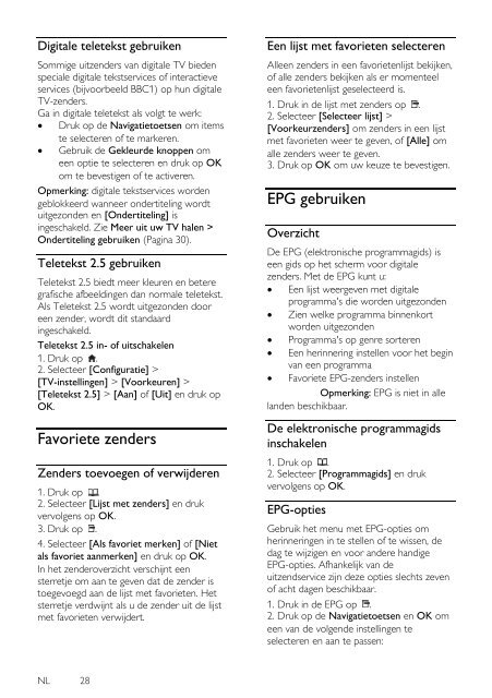 Philips T&eacute;l&eacute;viseur LED - Mode d&rsquo;emploi - NLD