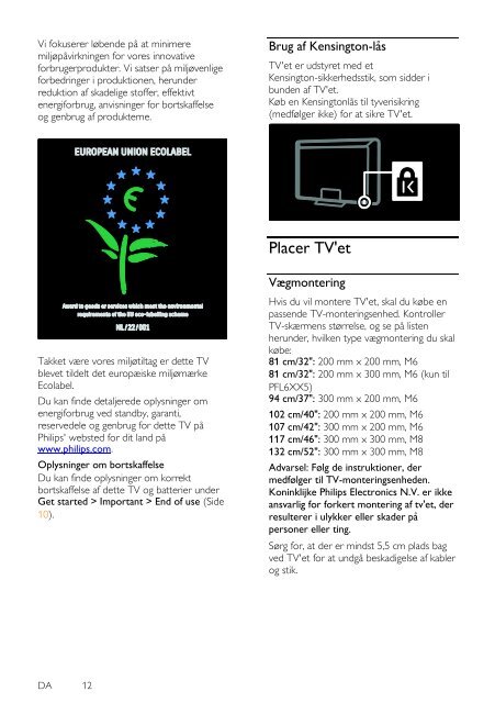 Philips T&eacute;l&eacute;viseur LED - Mode d&rsquo;emploi - DAN