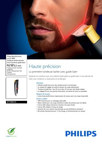 Philips Beardtrimmer series 9000 Tondeuse barbe Ã©tanche - Fiche Produit - FRA