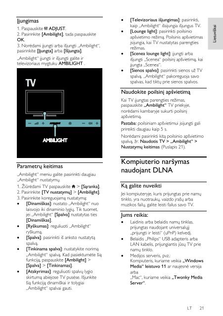 Philips 7000 series T&eacute;l&eacute;viseur LED Smart TV - Mode d&rsquo;emploi - LIT