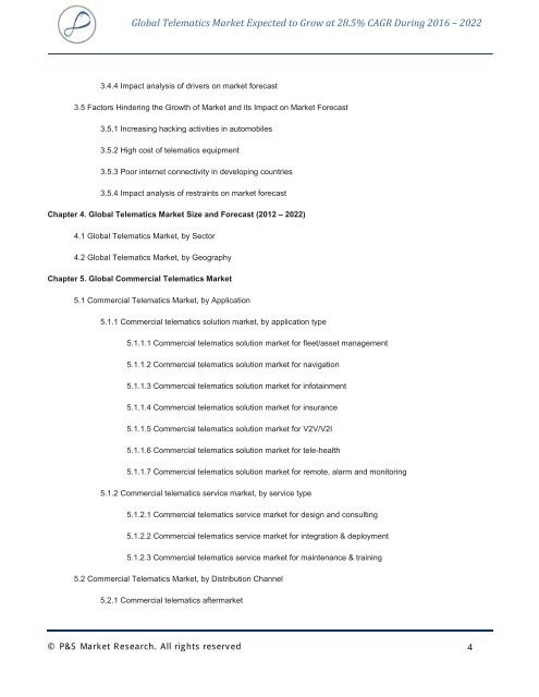 Telematics Market Analysis by P&S Market Research