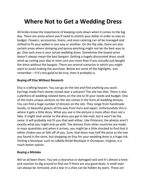 Where Not to Get a Wedding Dress