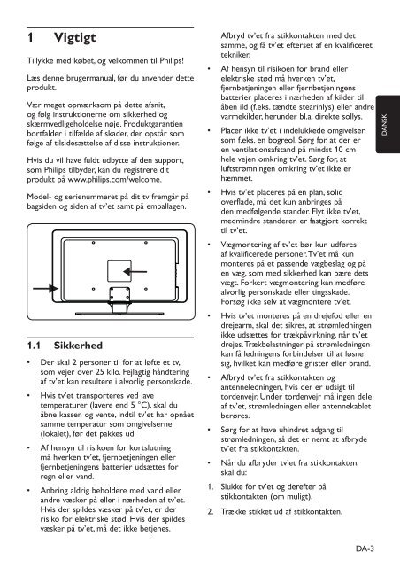 Philips TV LCD - Mode d&rsquo;emploi - DAN