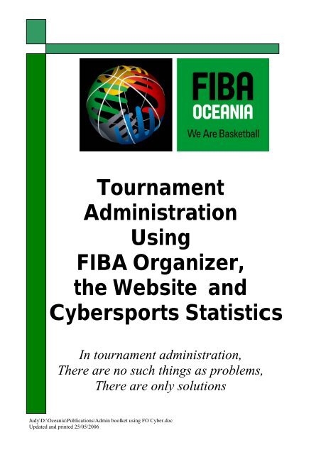 Tournament Administration Using FIBA Organizer ... - Fiba Oceania