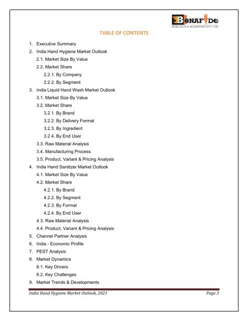 Sample_India Hand Hygiene Market Outlook, 2021