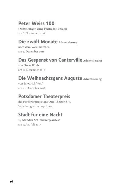 Hans Otto Theater - Spielzeit 2016 - 2017